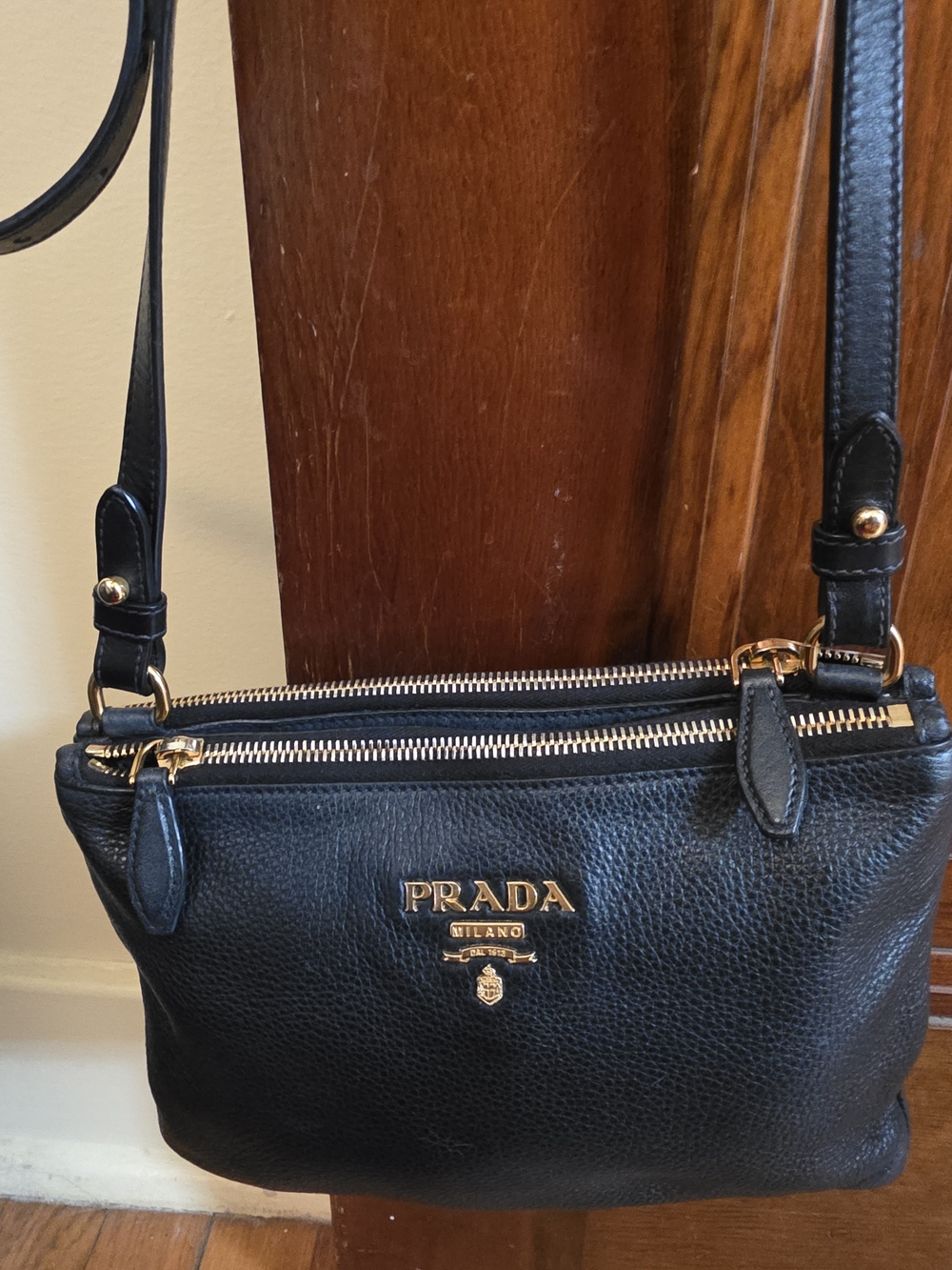 Prada  Pebbled Leather Crossbody Bag  Little Bit Fade Inside W/ 3 Compartment - Picture 3 of 13
